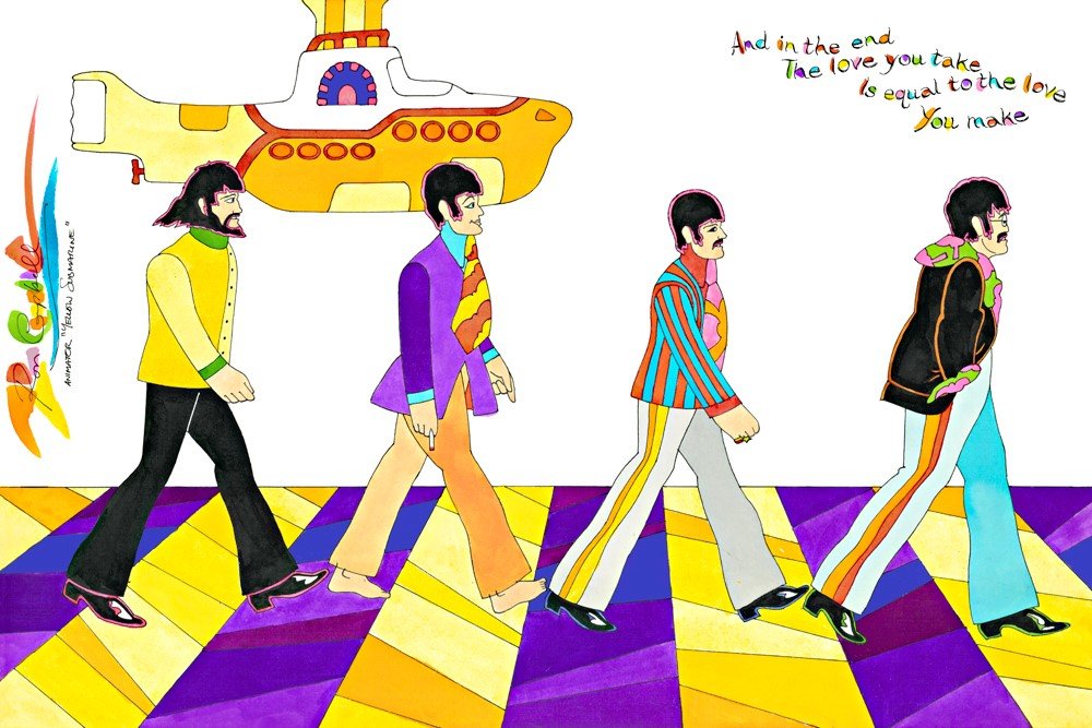 Ron Campbell’s art showing the Beatles.